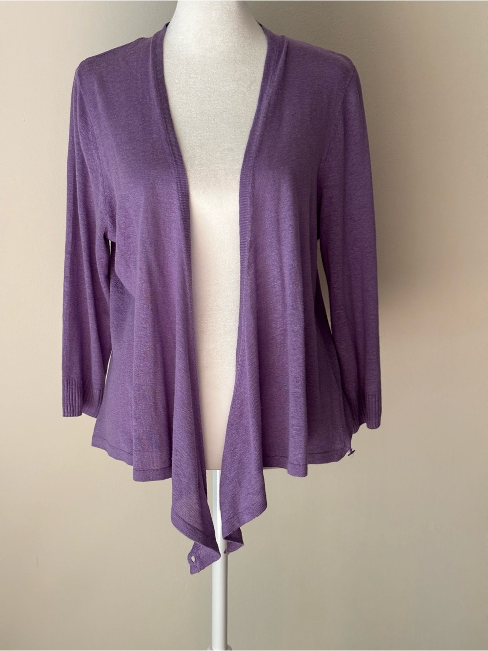 J Jill Lightweight Purple Open-Front Women's Cardigan Linen blend